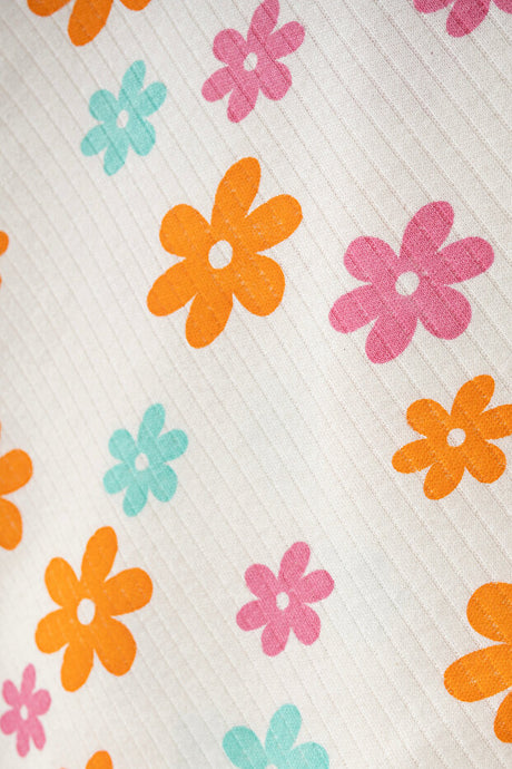 Floral White Natural Cotton Baby Blanket - 80x90 cm