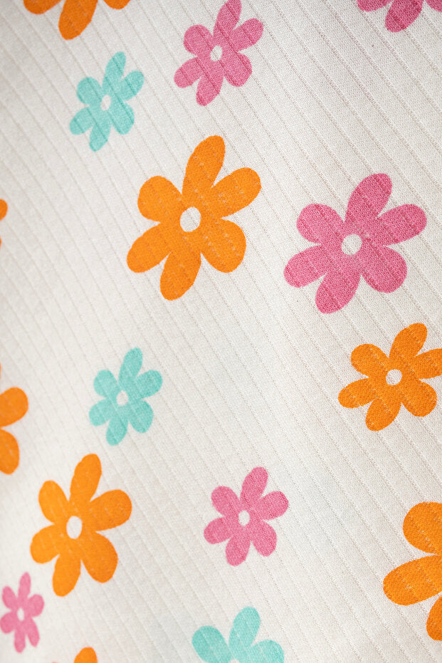 Manta para bebé de algodón natural con estampado floral blanco - 80x90 cm
