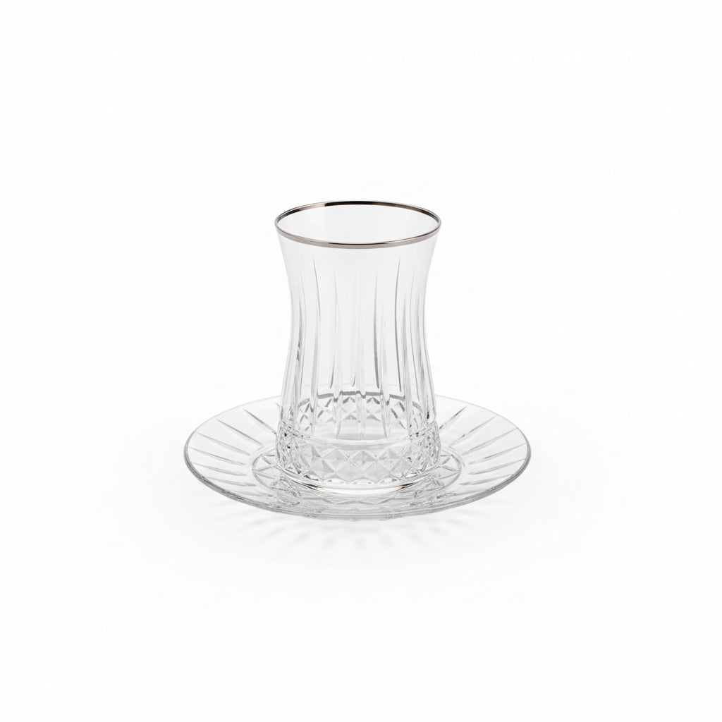 Pasabahce Elysia Premium Turkish Tea Glass & Saucer Set - 12-Piece