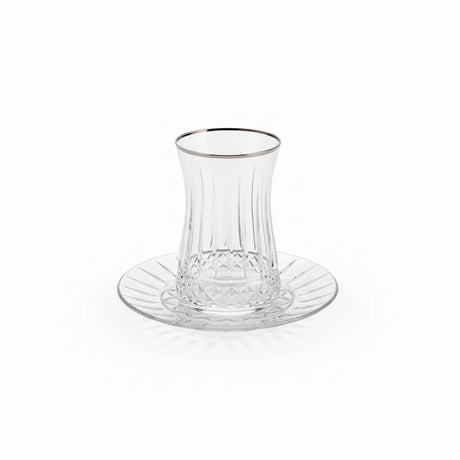 Pasabahce Elysia Premium Turkish Tea Glass & Saucer Set - 12-Piece