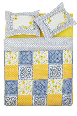 Addie 100% Cotton Double Duvet Cover Set - Lemon & Tile