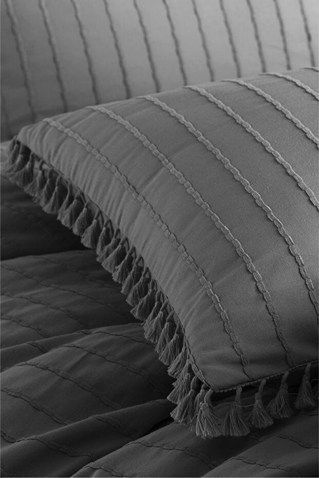 100% bomuld dobbelt dynebetrækssæt med kvaster - 200x220cm