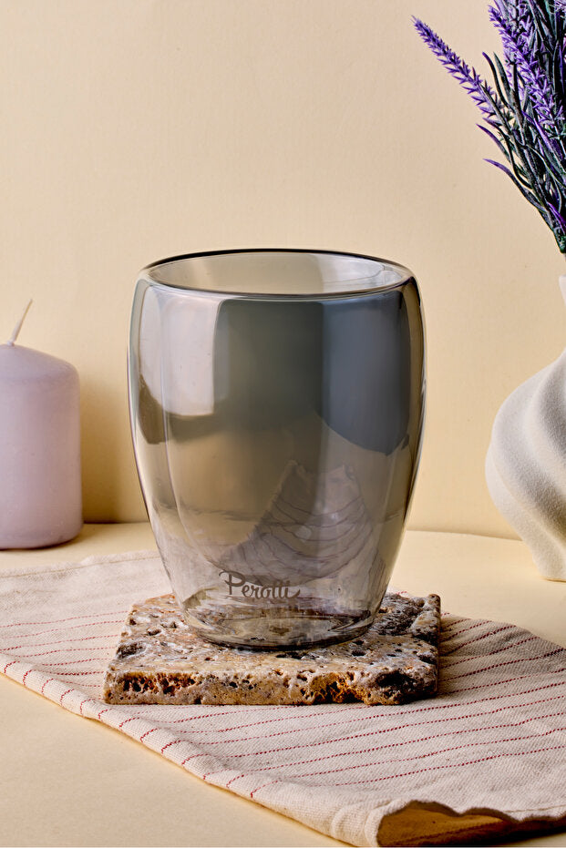 Smoked Double-Walled Glass for Hot & Cold Drinks - 350ml