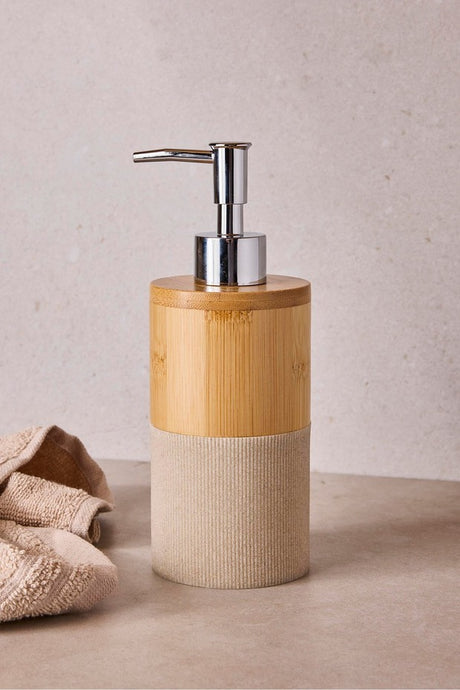 Stone Line Bamboo Liquid Soap Dispenser - Modern Bathroom Decor