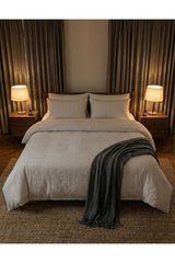 White Striped Natural Cotton Double Duvet Cover Set