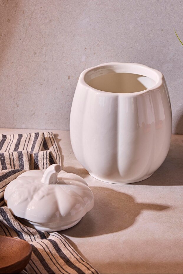 Pumpkin Porcelain Jar - 20 cm Decorative Kitchen Storage