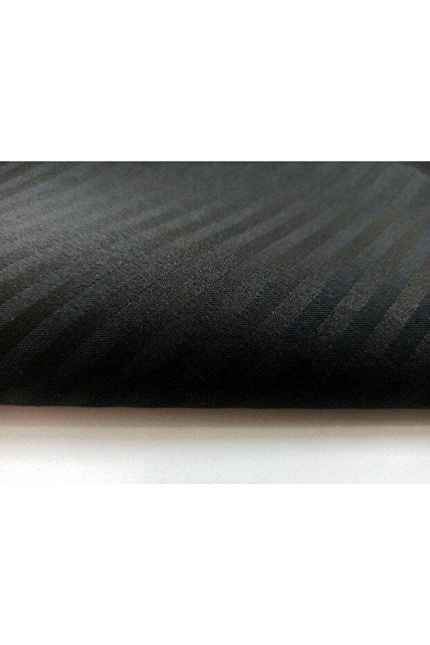 Black Thin Striped Satin Single Duvet Cover Set