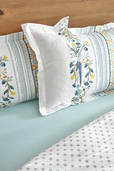 Frega 100% Cotton Single Duvet Cover Set - Green Pattern