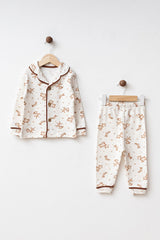 Little Fawns — zweiteiliger Baby-Schlafanzug mit langen Ärmeln und Knopfleiste, 100% Baumwolle