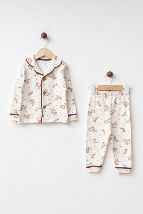 Little Fawns 100% Cotton Long-Sleeve Buttoned Baby Pajama Set