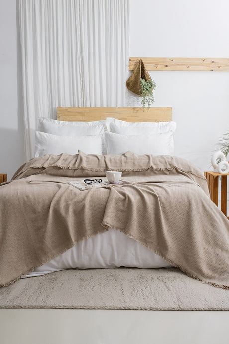 Marla Double Bedspread - 220x240 cm Recycled Cotton, Beige
