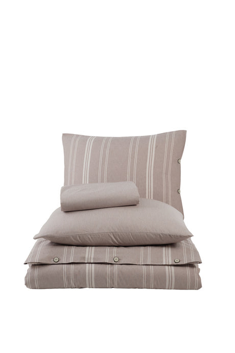 Double Bed Duvet Cover Set - 4 Pillowcases, Striped