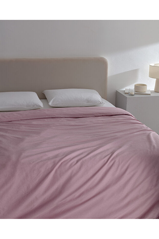 Manon 100% Cotton Ranforce Double Duvet Cover - Light Plum