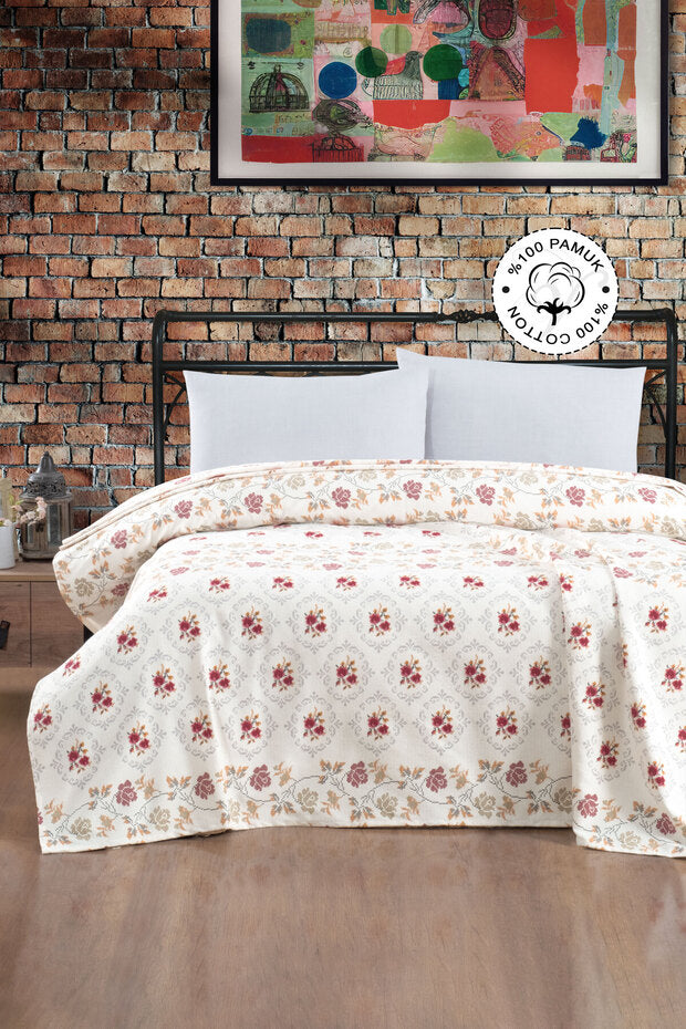100% Cotton Double Bedspread - Kanavice Printed Pike
