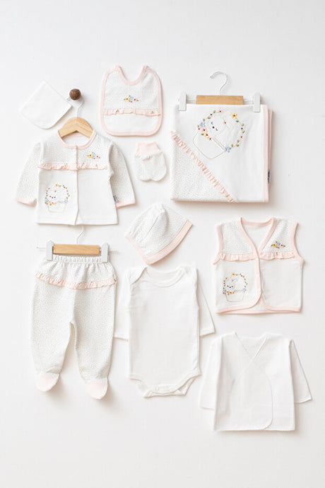 Newborn Baby Flower Rabbit 10-Piece Hospital Exit Clothing Set 0-3 Months