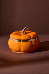Pumpkin Porcelain Lidded Storage Jar - 11.6x11.6x5 cm