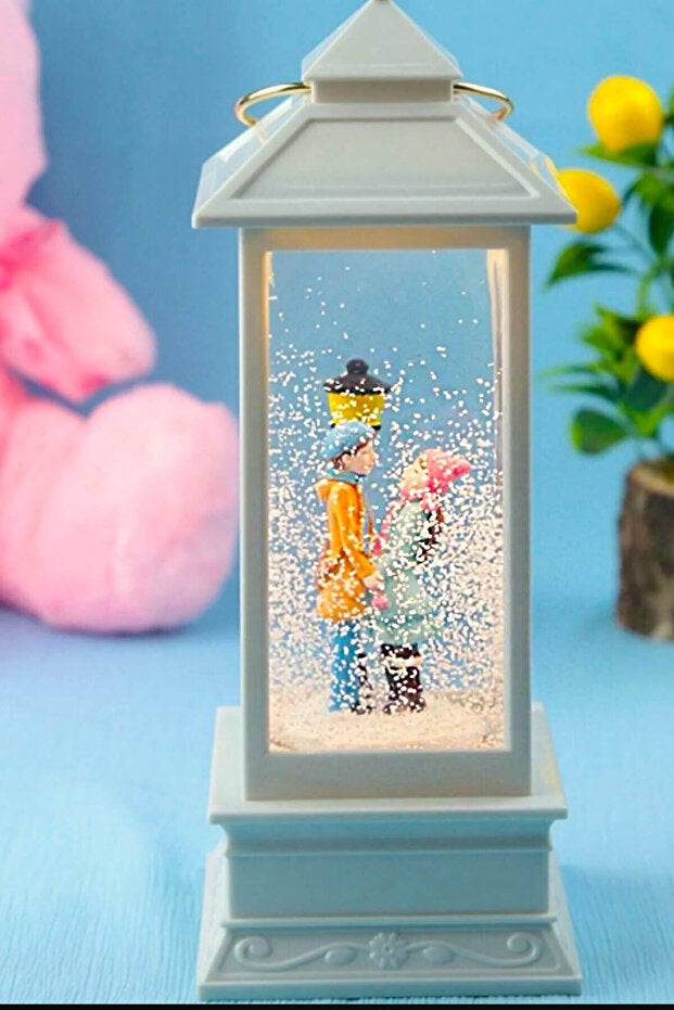 Luminous Snow Globe Lantern with Couple Figurine - 12cm H