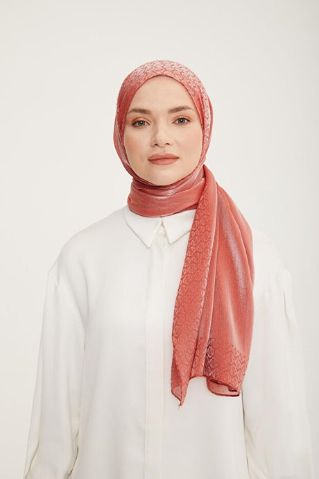 Shiny Logo Viscose Blend Shawl - Pomegranate