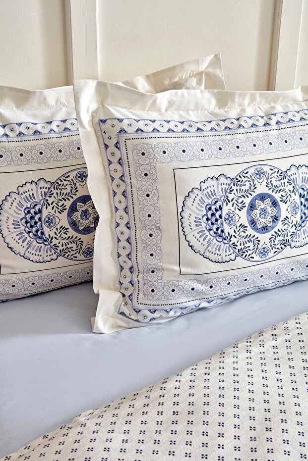 Amar Blue 100% Cotton Single Duvet Cover Set