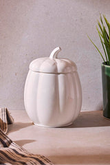 18 cm White Porcelain Pumpkin Decorative Storage Jar
