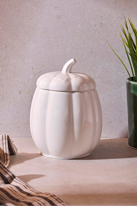 18 cm White Porcelain Pumpkin Decorative Storage Jar
