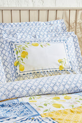 Addie 100% Cotton Double Duvet Cover Set - Lemon & Tile