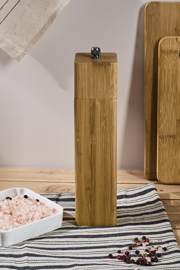 Bamboo Spice & Black Pepper Mill - 20 cm Adjustable Grind