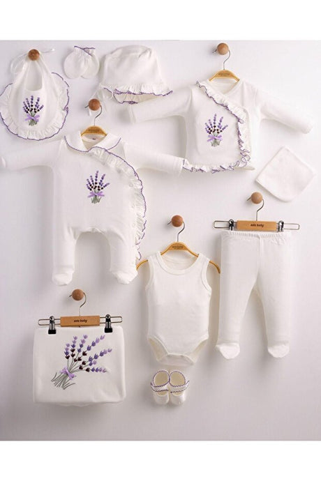 Newborn Girl Lilac Floral 10-Piece Hospital Exit Baby Clothing Set