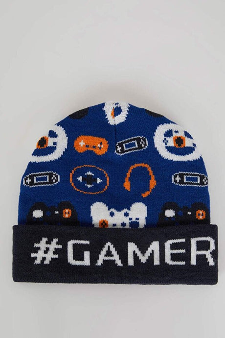Kids' Gamer Patterned Knitted Beanie
