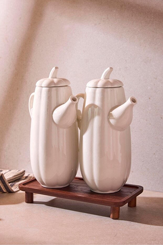 Pumpkin Porcelain Oil & Vinegar Dispenser Set - 2 x 600ml