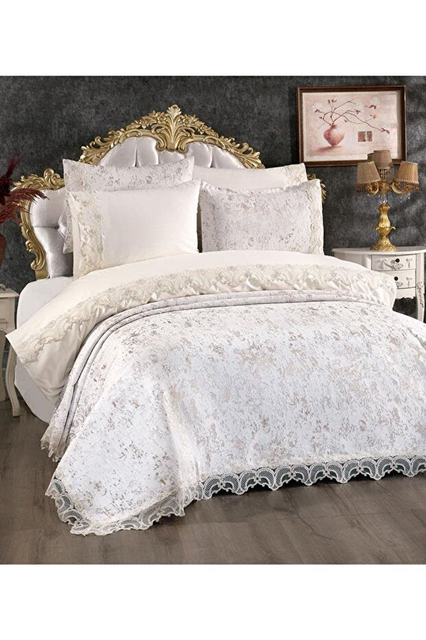 Perry 7-Piece Cream Bridal Bedding Set