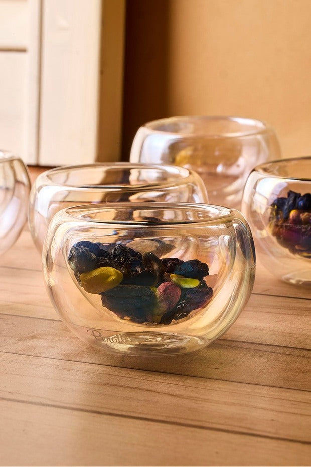 Multi-Purpose Double-Walled Glass Serving Bowls - 6 Pack