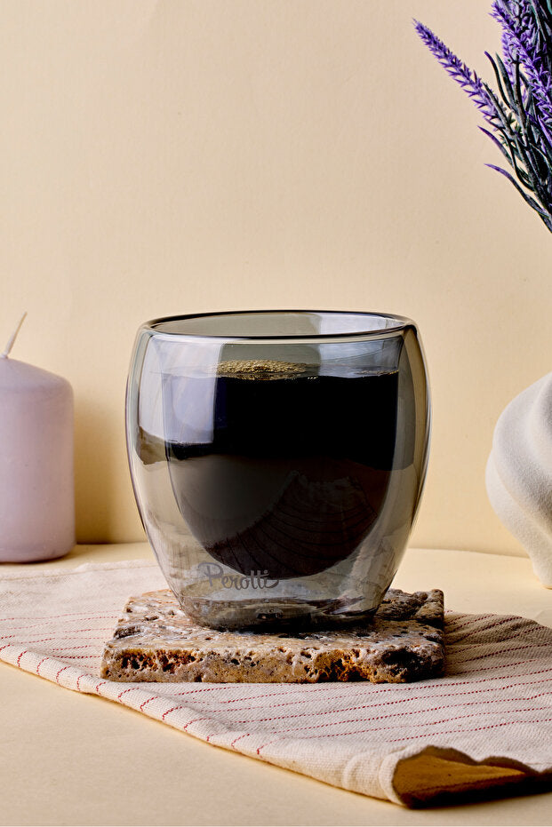 250ml Smoked Double-Walled Glass for Hot & Cold Beverages