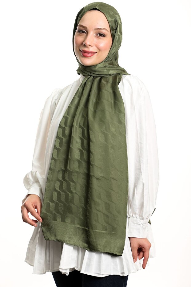 Silkeblød Jacquard Sjæl - Vandvej Mønster, Khaki ()