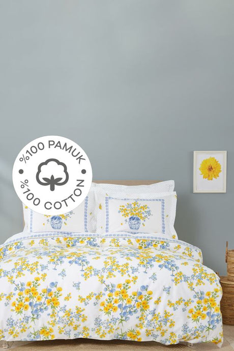 Enola Yellow 100% Cotton Double Pique Bedding Set