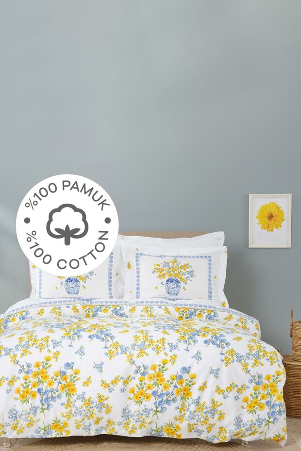 Enola Yellow 100% Cotton Double Pique Bedding Set