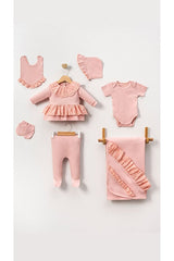 Baby Girl Elegant 7-Piece Ruffled Hospital Exit Bodysuit Set 0-3 Months