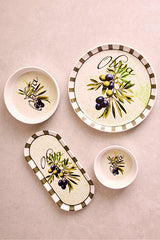 14 Piece Stackable Breakfast Set for 6 with Olive Motif & Sauce Bowls