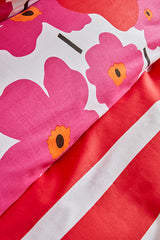 Ernie Doppel-Bettbezug-Set – 100 % Baumwolle, rosa Blumenmuster