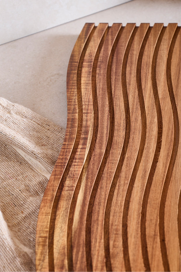 Acacia Wood Wavy Design Serving & Cutting Board - 39x17 cm