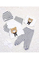 Newborn 5-Piece Bear Embroidered Baby Clothing Set 0-3 Months