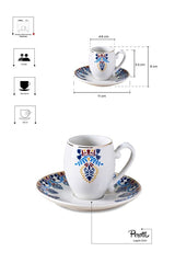 Porcelain Coffee Cup & Saucer Set - 6 Person, Traditional Motif