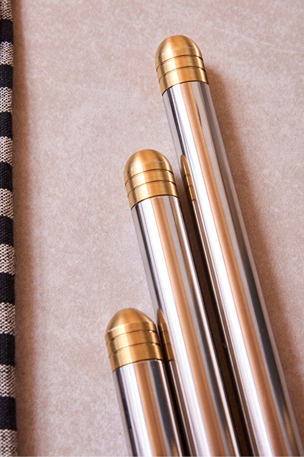 75 cm 304 Stainless Steel Rolling Pin with Gold Details