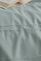 100% Cotton Fringed Double Duvet Cover Set - Avola