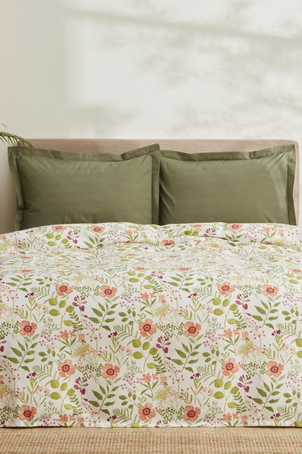 Single Floral Quilt Set - 160x220 cm, 100% Cotton
