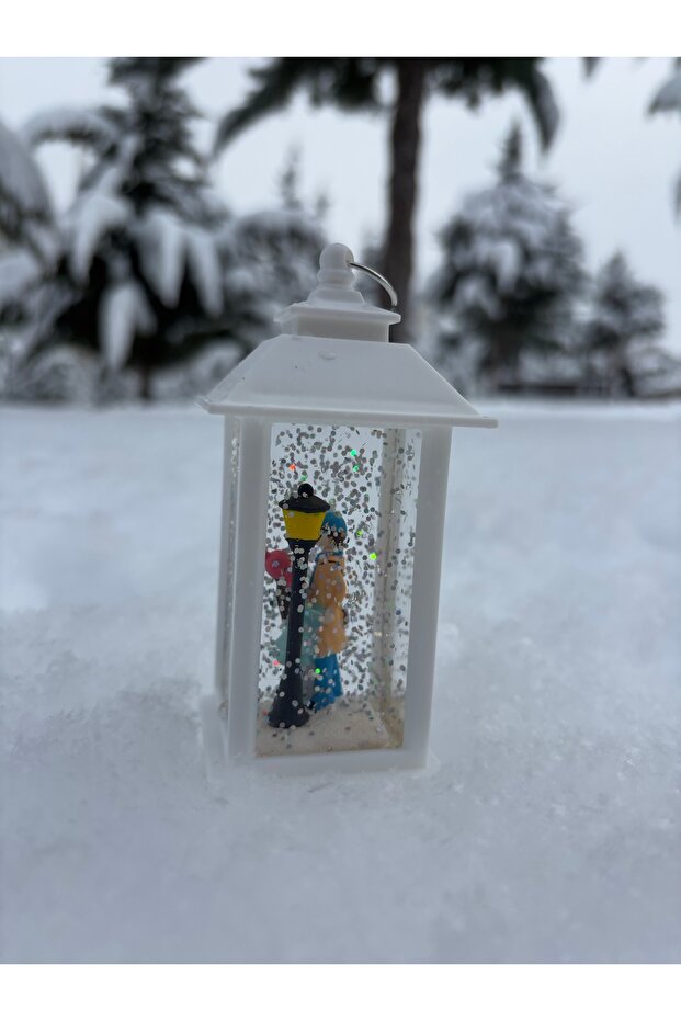 Luminous Snow Globe Lantern with Couple Figurine - 12cm H
