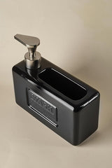 Ashley Black 750ml Porcelain Liquid Soap Dispenser with Sponge Holder