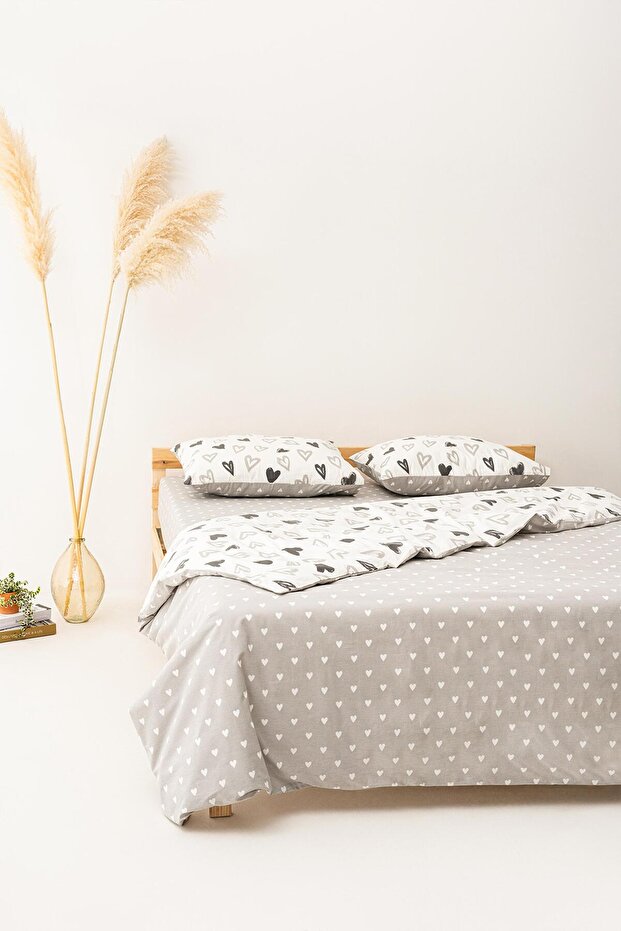 Lover 100% Cotton Single Duvet Cover Set - Heart Pattern