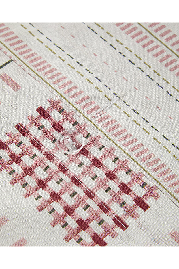 Floral Grid Cotton Double Duvet Cover Set   Rose Dry