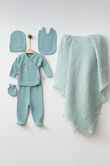 Newborn 6-Piece Hospital Exit Romper Set with Muslin Blanket